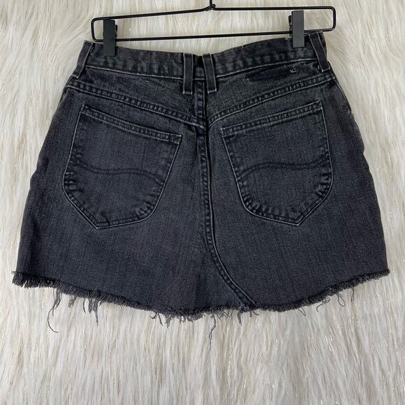 Furst of a Kind Womens Black Denim Raw Hem Mini Skirt Zipper Accent 28 - Picture 3 of 7
